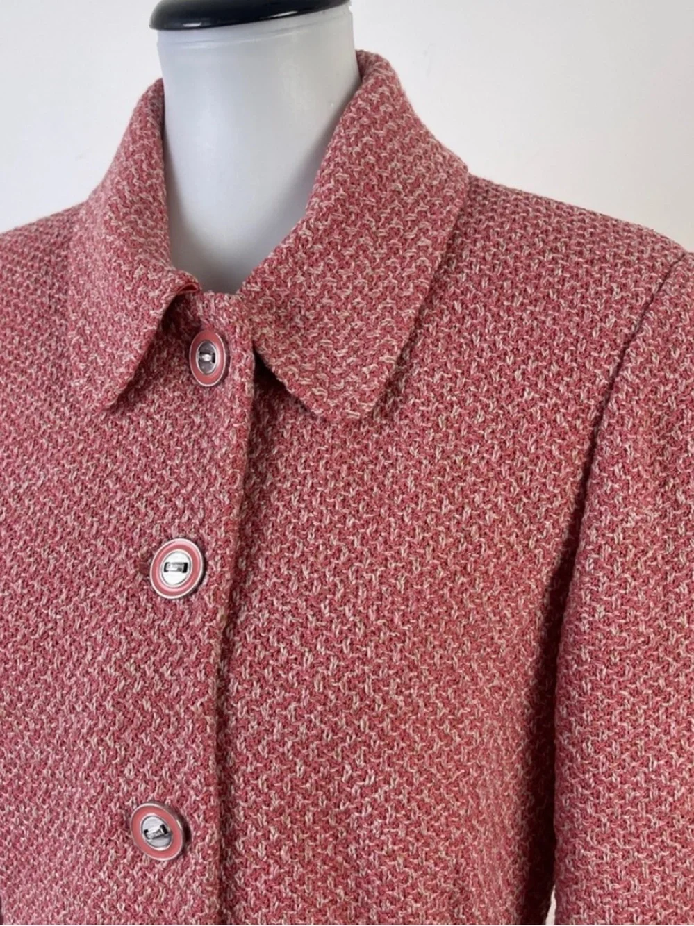 St. John Rose Tweed Button-Front Coat